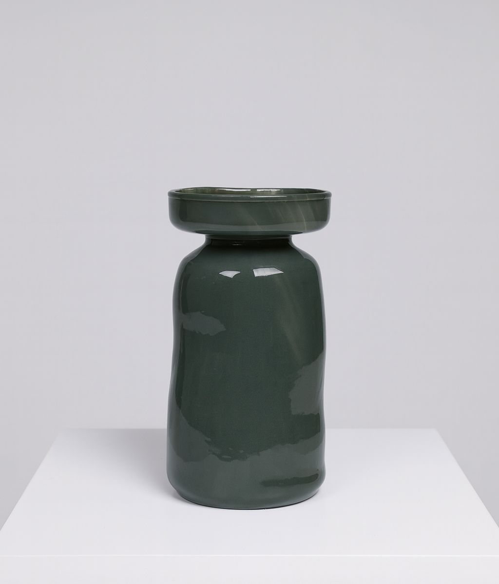 Lorenzo Stained Glass Vase, Dark Green